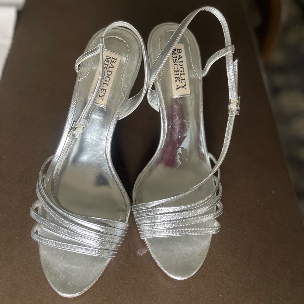 Badgley Mischka Women's Silver Strappy Sandals, 6.5 M